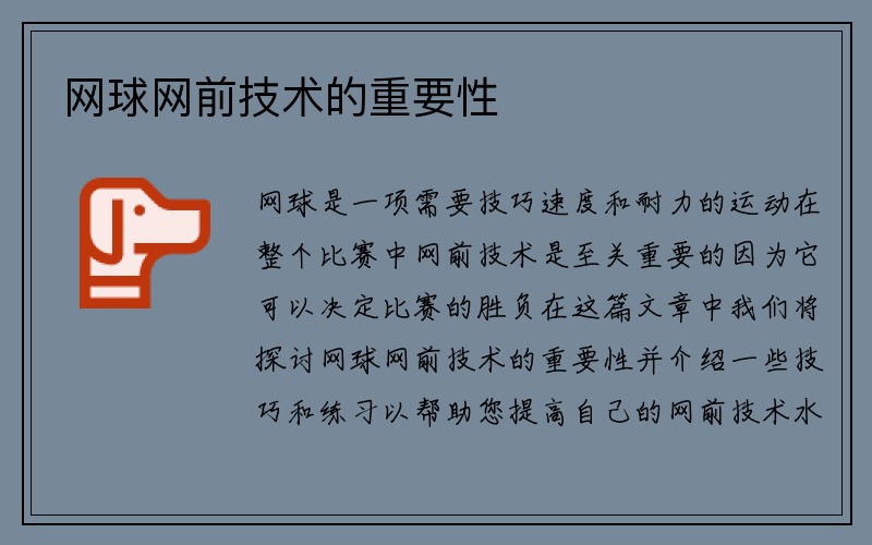 网球网前技术的重要性