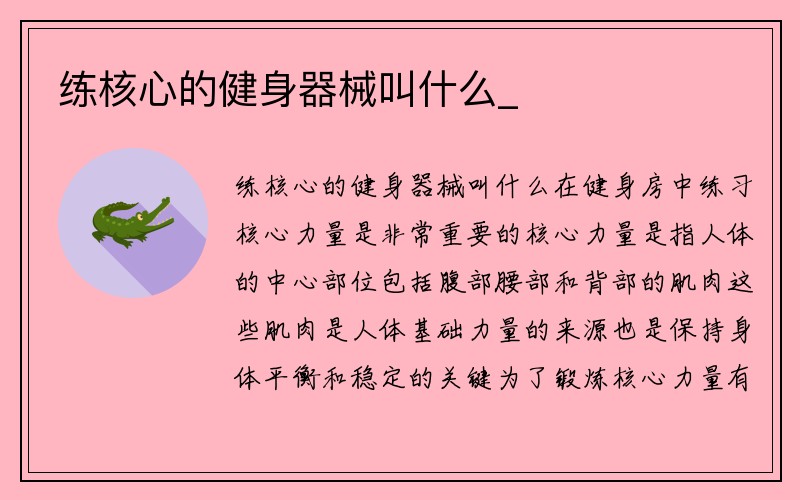 练核心的健身器械叫什么_